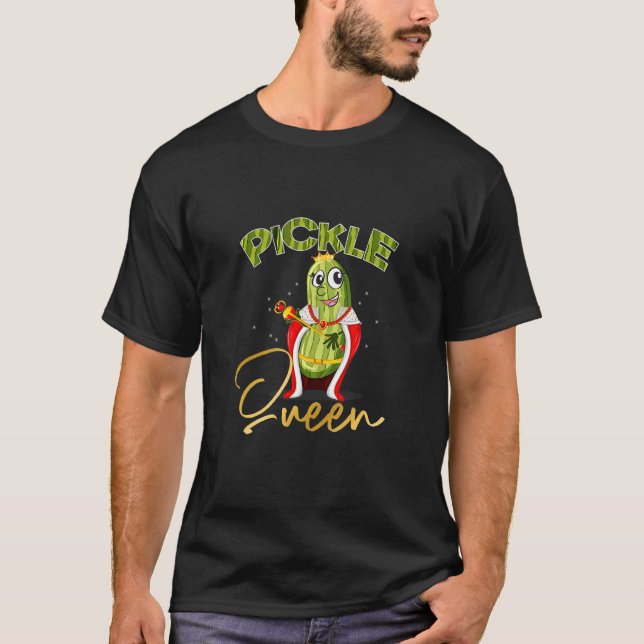 Pickle Queen Vegan Cucumber Vegetable T Shirt (Framsida)