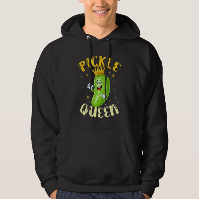 Pickle Queen Vegansk Gurka Grönsak Hoodie (Framsida)
