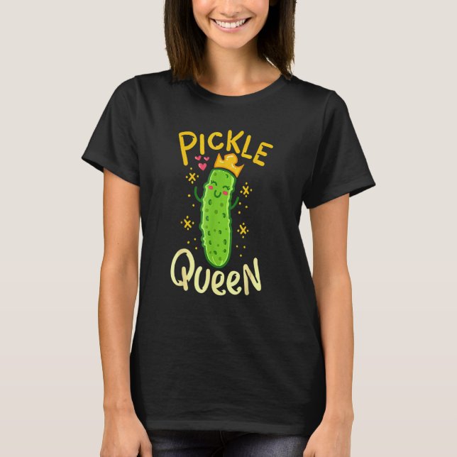 Pickle Queen Vegansk Gurka Grönsak T Shirt (Framsida)
