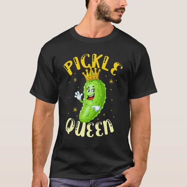 Pickle Queen Vegansk Gurka Grönsak T Shirt (Framsida)