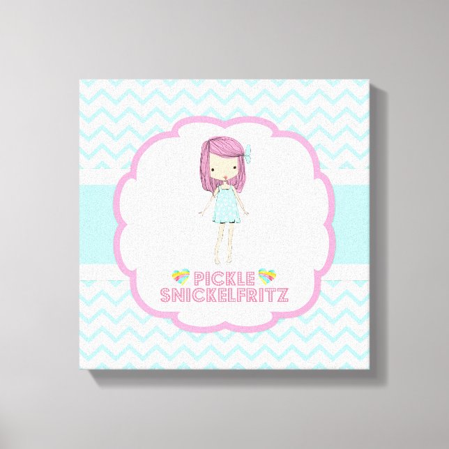 Pickle Snickelfritz 12x12 Canvas - Teal Chevron (Framsida)