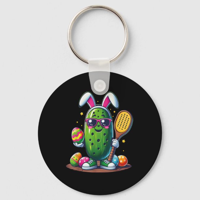 Pickle spelar upp Pickleball Paddle Bunn Påsk Nyckelring (Framsida)