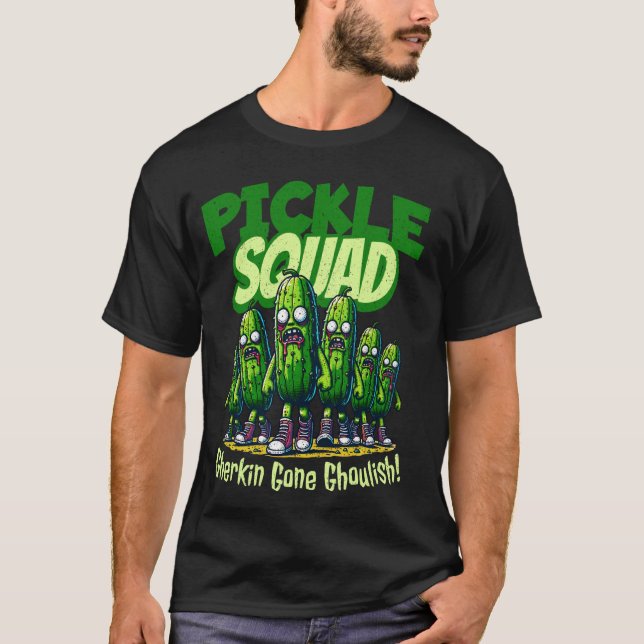 Pickle Squad Halloween Cucumber Pickle Älskare T Shirt (Framsida)