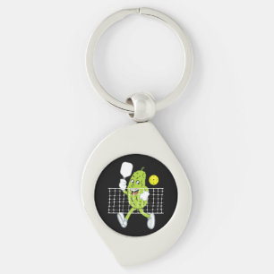 Pickle-uppspelningspickleball - lustig Pickleball Swirl Silverfärgad Nyckelring