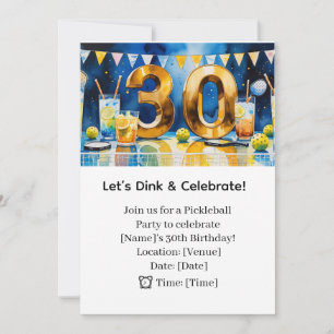 Pickleball 30års födelsedag Party Inbjudningar