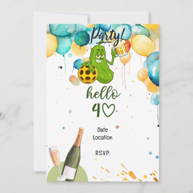 Pickleball 40:e födelsedag Spara datumet Inbjudningar (Framsida)