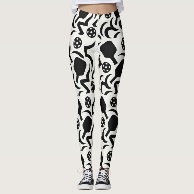 Pickleball Abstrakt Paddle Court Stil Leggings (Framsida)