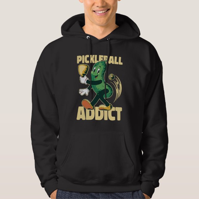 Pickleball Addict Paddleball  Pickle with paddle Hoodie (Framsida)