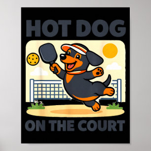 Pickleball-älskande wiener dachshund korv på poster