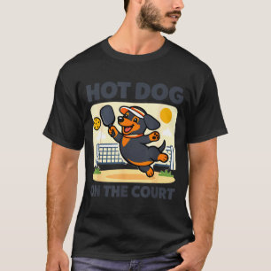 Pickleball-älskande wiener dachshund korv på t shirt