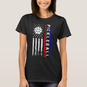 Pickleball Älskare 4:e juli Amerikanska Flagga Pic T Shirt