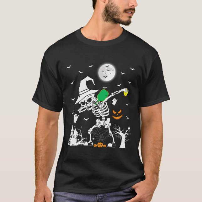 Pickleball Älskare Funny Skeleton Dabbing Pickleba T Shirt (Framsida)
