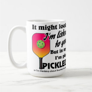 Pickleball Älskare i mitt huvud jag spelar Pickleb Kaffemugg