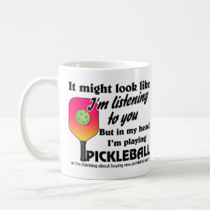 Pickleball Älskare i mitt huvud jag spelar Pickleb Kaffemugg