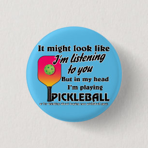 Pickleball Älskare i mitt huvud jag spelar Pickleb Knapp