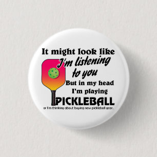 Pickleball Älskare i mitt huvud jag spelar Pickleb Knapp