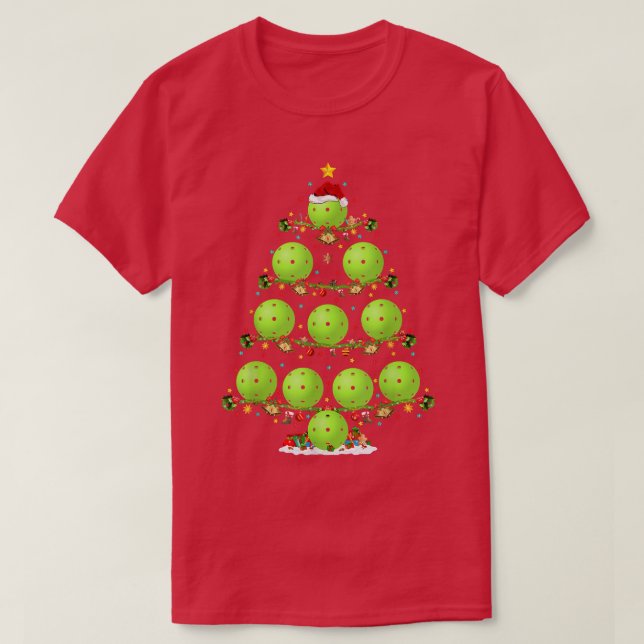 Pickleball Älskare Lighting Santa Pickleball Chris T Shirt (Design framsida)