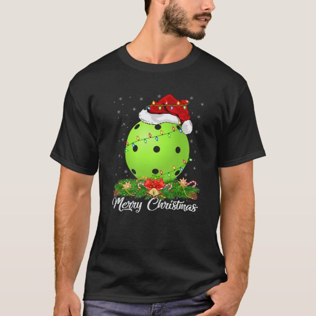 Pickleball Älskare Matching Santa Hat Pickleball C T Shirt (Framsida)
