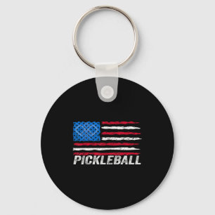 Pickleball-älskare pickle ball patriotisk flagga nyckelring
