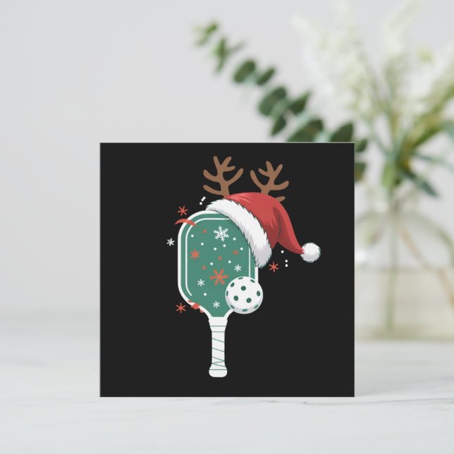 Pickleball-älskare Sport Jul Santa Hatt Julkort (Stående Fram)