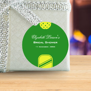 Pickleball-älskares bröllopsdusch Neon-tema Runt Klistermärke