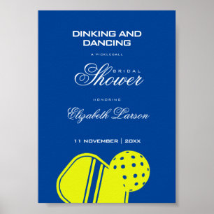 Pickleball-älskares bröllopsdusch Neonblå Poster