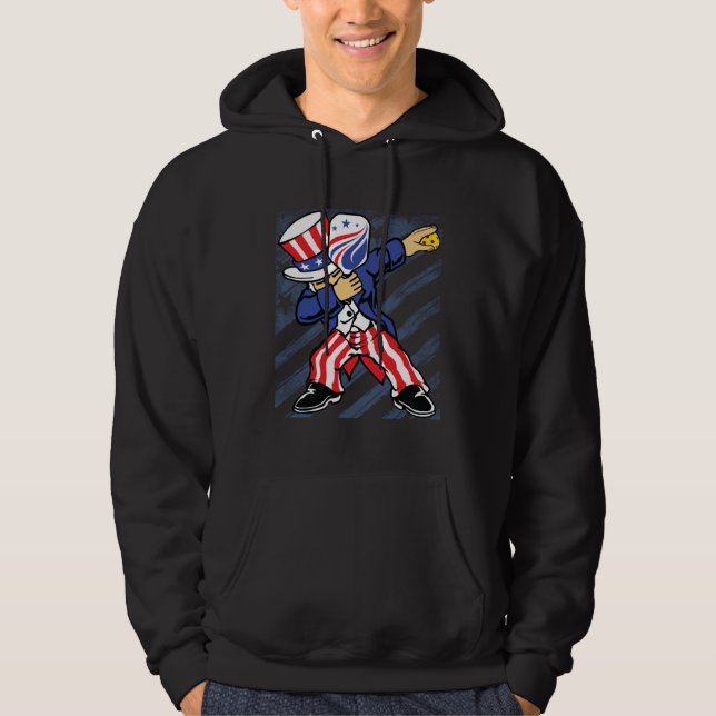 Pickleball American Flag 4th of July Uncle Sam Dab Hoodie (Framsida)