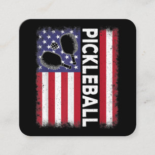 Pickleball American Flagga Funny Pickleball Älskar Fyrkantigt Visitkort