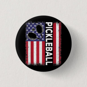 Pickleball American Flagga Funny Pickleball Älskar Knapp