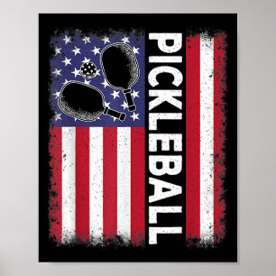 Pickleball American Flagga Funny Pickleball Älskar Poster