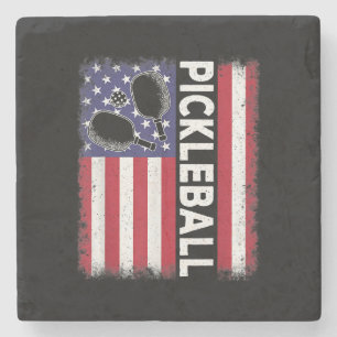 Pickleball American Flagga Funny Pickleball Älskar Stenunderlägg