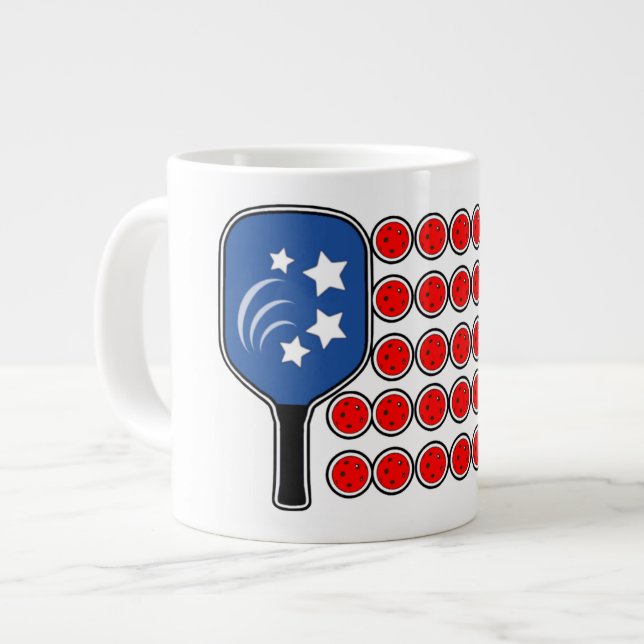 Pickleball American Flagga Independence day Jumbo Mugg (Framsida vänster)