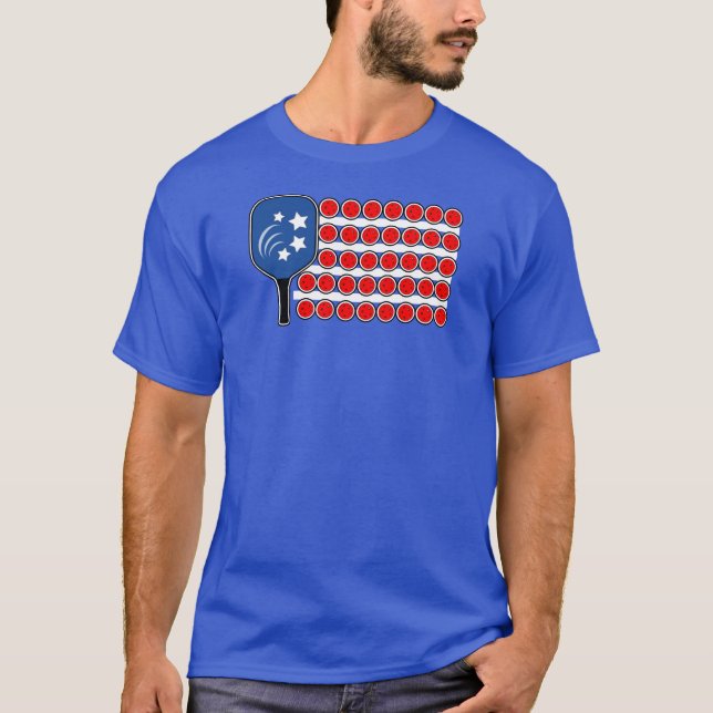 Pickleball American Flagga Independence day T Shirt (Framsida)