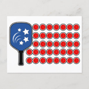 Pickleball American Flagga Independence day Vykort