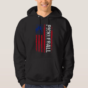 Pickleball American Flagga Patriotic Picklebollar Hoodie