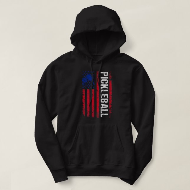 Pickleball American Flagga Patriotic Picklebollar  Hoodie (Design framsida)