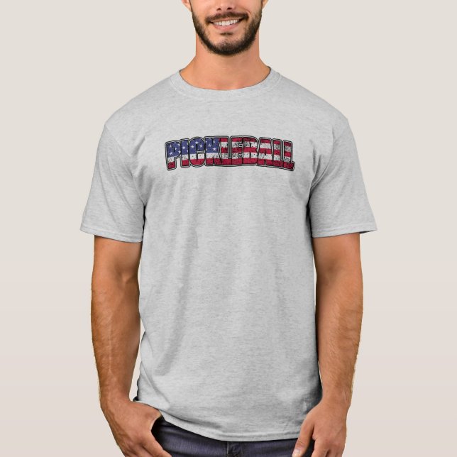 Pickleball American Flagga T Shirt (Framsida)