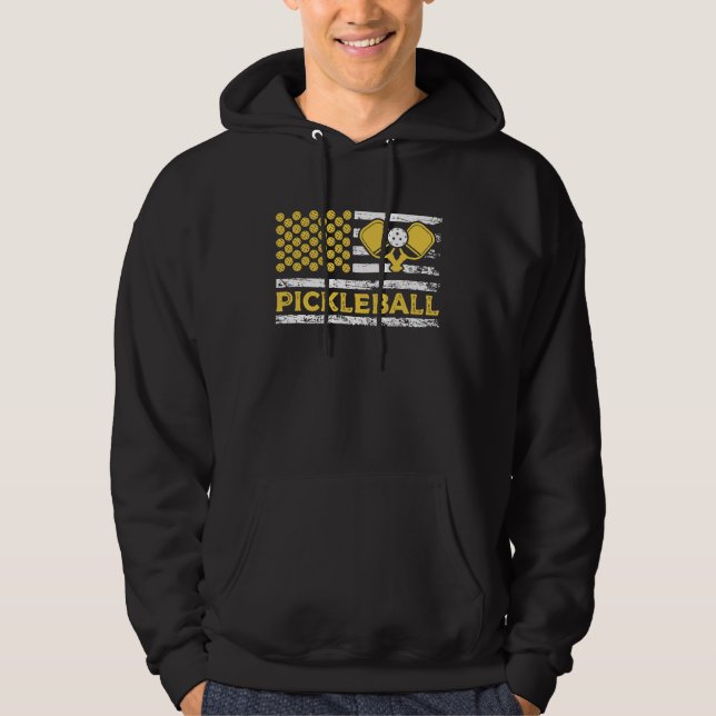 Pickleball American Paddle Sports Flag Athletic Pl Hoodie (Framsida)