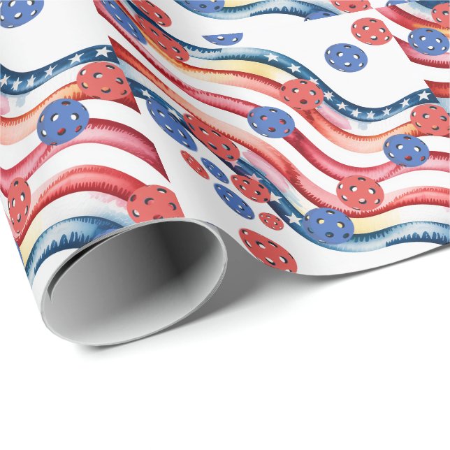 Pickleball  American themed for 4th July  Presentpapper (Rullad Hörn)