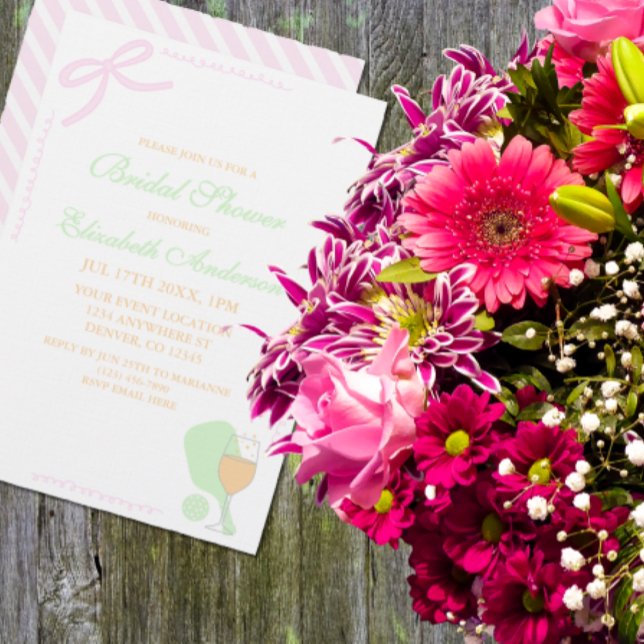 Pickleball and Prosecco Bridal Shower Inbjudningar (Skapare uppladdad)