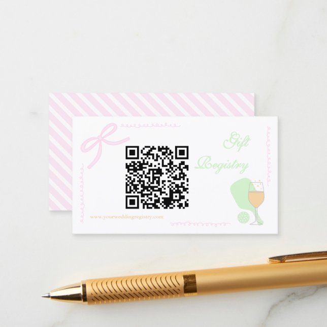 Pickleball and Prosecco Bridal Shower Registry Tilläggskort (Fram/Back In Situ)