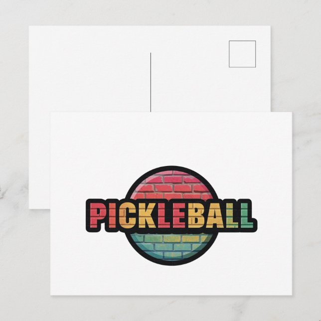 Pickleball anslagskort design svart och vit meddelande vykort (Fram/baksida)
