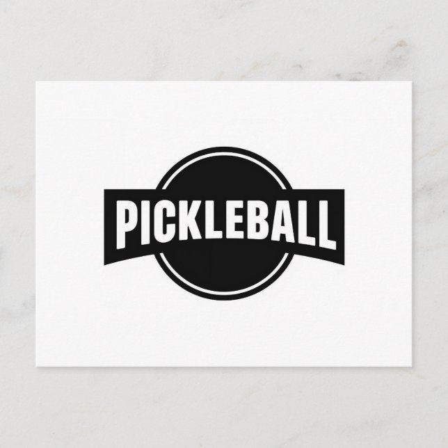 Pickleball anslagskort design svart och vit meddelande vykort (Framsida)