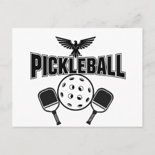 Pickleball anslagskort design svart och vit meddelande vykort