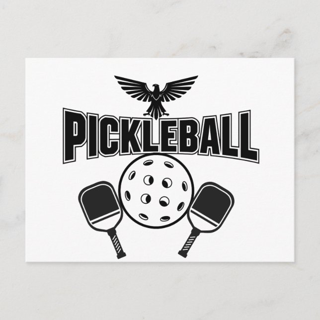 Pickleball anslagskort design svart och vit meddelande vykort (Framsida)