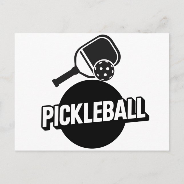Pickleball anslagskort design svart och vit meddelande vykort (Framsida)