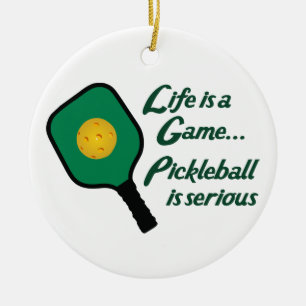 Pickleball är allvarligt julgransprydnad keramik