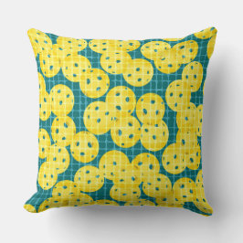 Pickleball är livet - Gult på turkos Kudde