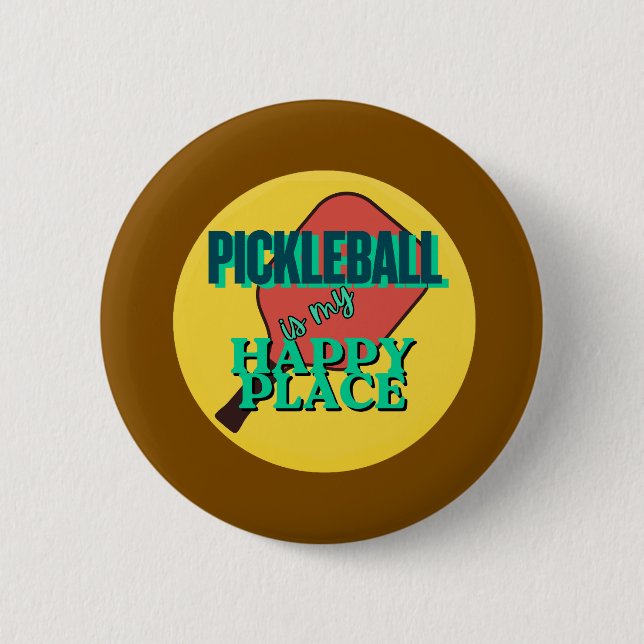 Pickleball är min lyckliga plats humor knapp (Framsida)