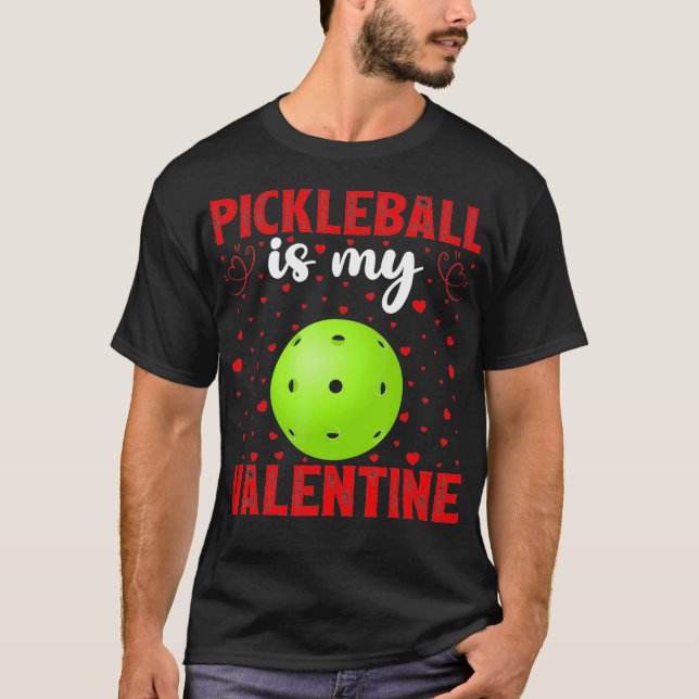 Pickleball är min Valentine Kärlek Hearts Pickleba T Shirt (Framsida)